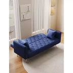 Okak American Style Button Tufted Convertible Sofa Bed with Adjustable Back,Velvet Upholstered Sleeper Couch for Living Room,Apartment