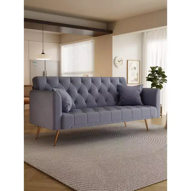 Okak American Style Button Tufted Convertible Sofa Bed with Adjustable Back,Velvet Upholstered Sleeper Couch for Living Room,Apartment