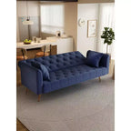 Okak American Style Button Tufted Convertible Sofa Bed with Adjustable Back,Velvet Upholstered Sleeper Couch for Living Room,Apartment