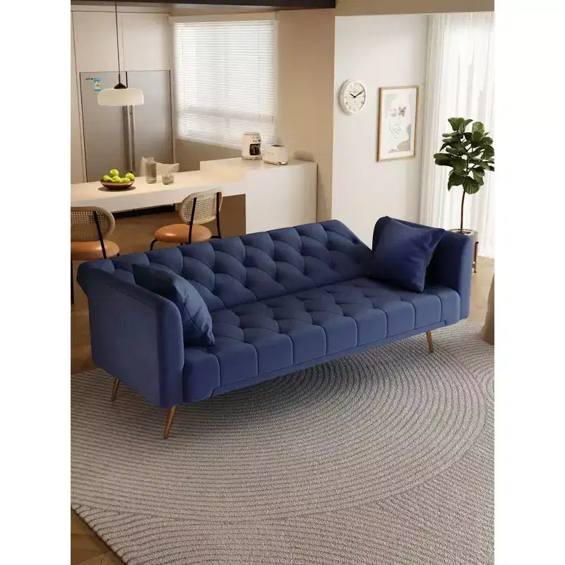 Okak American Style Button Tufted Convertible Sofa Bed with Adjustable Back,Velvet Upholstered Sleeper Couch for Living Room,Apartment