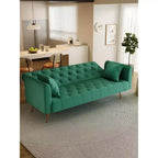 Okak American Style Button Tufted Convertible Sofa Bed with Adjustable Back,Velvet Upholstered Sleeper Couch for Living Room,Apartment