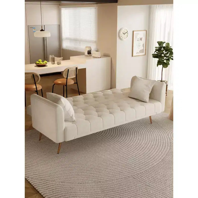 Okak American Style Button Tufted Convertible Sofa Bed with Adjustable Back,Velvet Upholstered Sleeper Couch for Living Room,Apartment