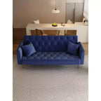 Okak American Style Button Tufted Convertible Sofa Bed with Adjustable Back,Velvet Upholstered Sleeper Couch for Living Room,Apartment