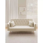Okak American Style Button Tufted Convertible Sofa Bed with Adjustable Back,Velvet Upholstered Sleeper Couch for Living Room,Apartment