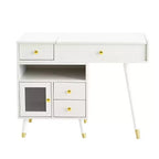 Okak 3-IN-1 Makeup Vanity with Flip-Top Mirror & Adjustable Cabinet, Dressing Table with Padding Stool, Vanity Table for Bedroom, White