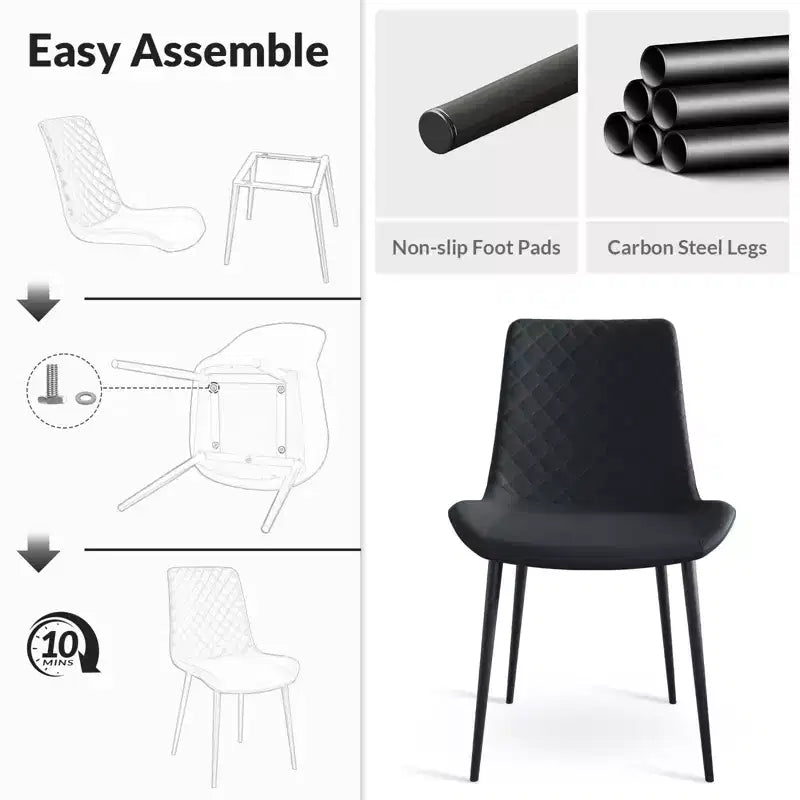 TUYOHW PU Leather Dining Chairs Set of 2/4 with Metal Legs,Waterproof Kitchen & Dining Room Chairs with Scratch-resistant Feet,300 lbs Capacity