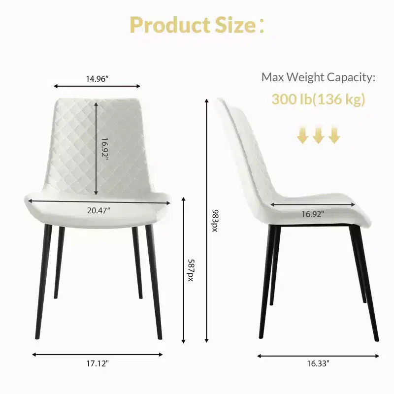 TUYOHW PU Leather Dining Chairs Set of 2/4 with Metal Legs,Waterproof Kitchen & Dining Room Chairs with Scratch-resistant Feet,300 lbs Capacity