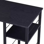 TUYOHW Weathered Oak Finish Writing Desk,Writing Table with 2-Tier Shelves,Metal Open Base,Rectangular Study Desk for Home Office,Bedroom