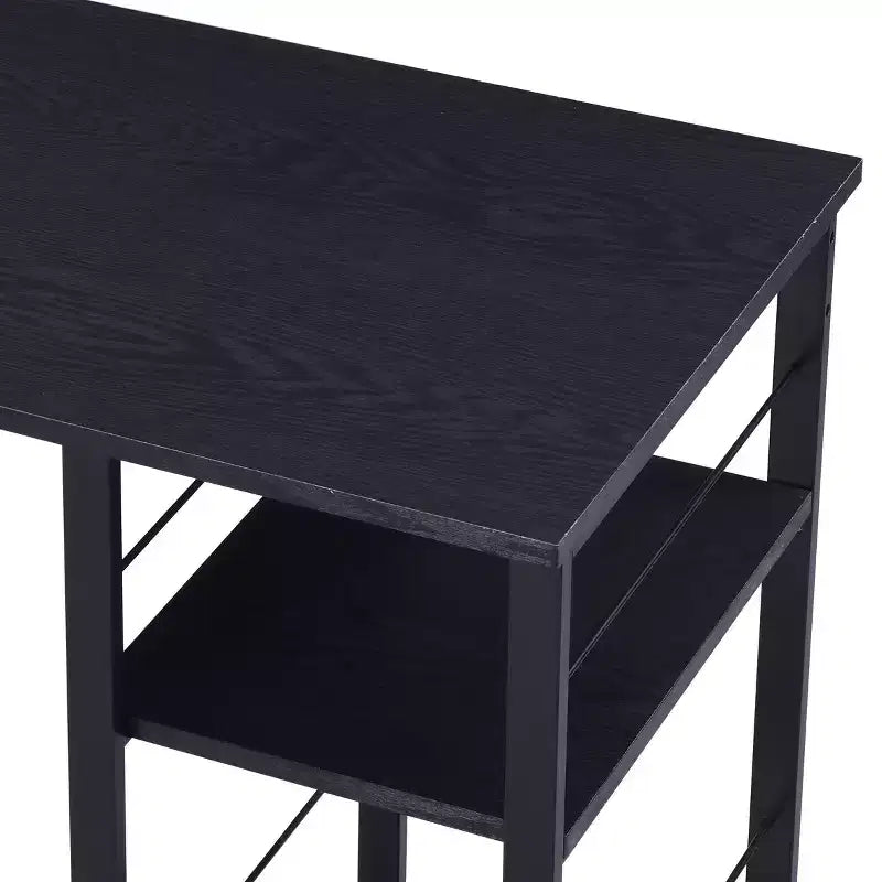 TUYOHW Weathered Oak Finish Writing Desk,Writing Table with 2-Tier Shelves,Metal Open Base,Rectangular Study Desk for Home Office,Bedroom