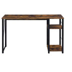 TUYOHW Weathered Oak Finish Writing Desk,Writing Table with 2-Tier Shelves,Metal Open Base,Rectangular Study Desk for Home Office,Bedroom