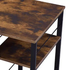 TUYOHW Weathered Oak Finish Writing Desk,Writing Table with 2-Tier Shelves,Metal Open Base,Rectangular Study Desk for Home Office,Bedroom