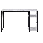 TUYOHW Weathered Oak Finish Writing Desk,Writing Table with 2-Tier Shelves,Metal Open Base,Rectangular Study Desk for Home Office,Bedroom