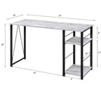 TUYOHW Weathered Oak Finish Writing Desk,Writing Table with 2-Tier Shelves,Metal Open Base,Rectangular Study Desk for Home Office,Bedroom