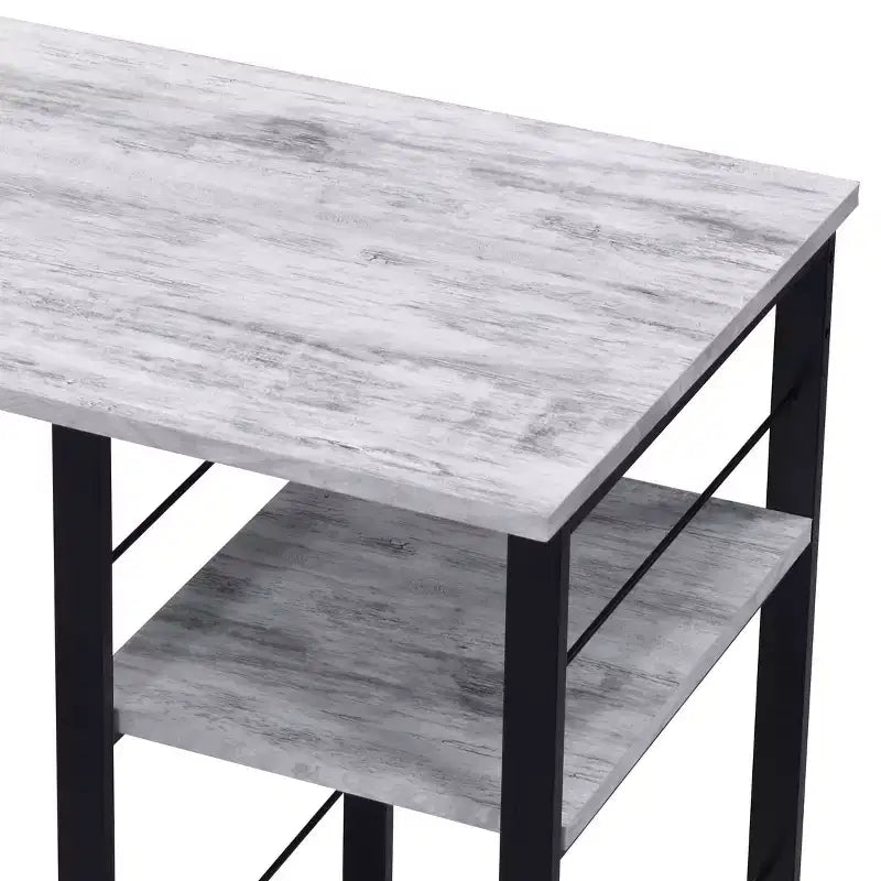 TUYOHW Weathered Oak Finish Writing Desk,Writing Table with 2-Tier Shelves,Metal Open Base,Rectangular Study Desk for Home Office,Bedroom