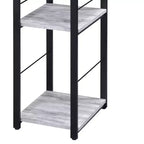 TUYOHW Weathered Oak Finish Writing Desk,Writing Table with 2-Tier Shelves,Metal Open Base,Rectangular Study Desk for Home Office,Bedroom