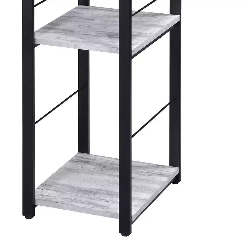 TUYOHW Weathered Oak Finish Writing Desk,Writing Table with 2-Tier Shelves,Metal Open Base,Rectangular Study Desk for Home Office,Bedroom