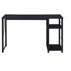 TUYOHW Weathered Oak Finish Writing Desk,Writing Table with 2-Tier Shelves,Metal Open Base,Rectangular Study Desk for Home Office,Bedroom