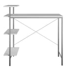 TUYOHW Side Storage Student Desk,Modern Study Desk with Laminated Top & Metal Frame,Spacious Desktop with Shelves for Homework Laptop Books,White