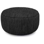 Garcia 30 inch Wide Boho Pouf in Genuine Woven Leather, Assembled