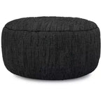 Garcia 30 inch Wide Boho Pouf in Genuine Woven Leather, Assembled