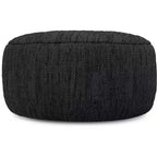 Garcia 30 inch Wide Boho Pouf in Genuine Woven Leather, Assembled