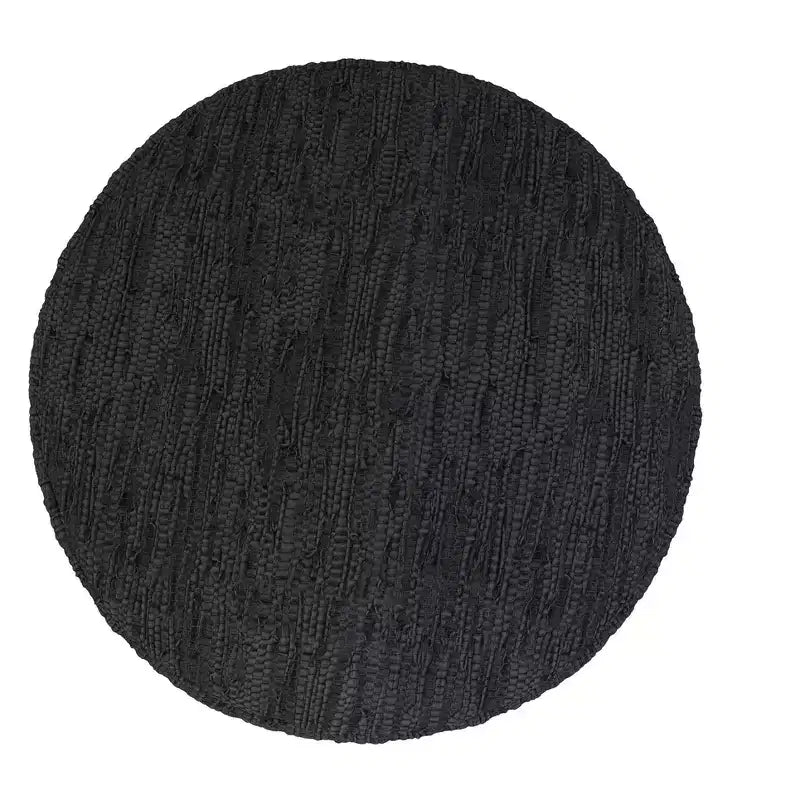 Garcia 30 inch Wide Boho Pouf in Genuine Woven Leather, Assembled