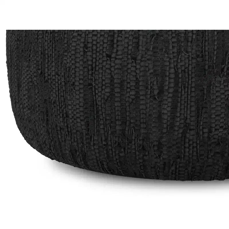 Garcia 30 inch Wide Boho Pouf in Genuine Woven Leather, Assembled