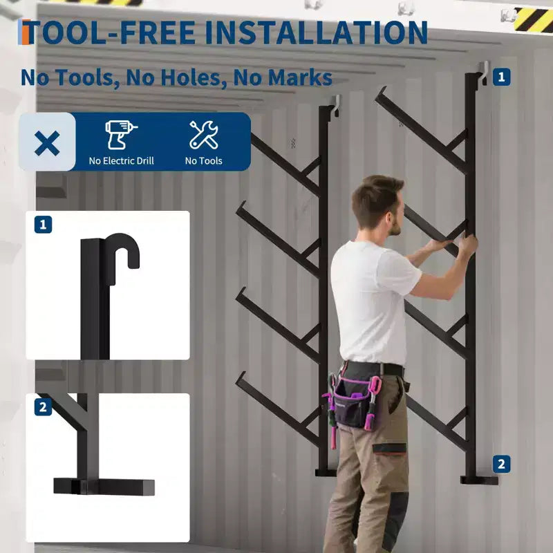 2-Pack 4-Tier Heavy-Duty Shipping Container Pipe Rack, No-Drill Shelving Brackets, Easy to Install Hanging Racks with 400lbs Capacity