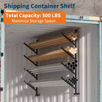 2-Pack 4-Tier Heavy-Duty Shipping Container Pipe Rack, No-Drill Shelving Brackets, Easy to Install Hanging Racks with 400lbs Capacity