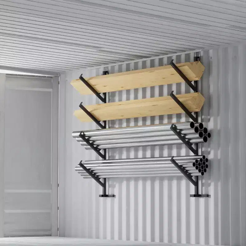 2-Pack 4-Tier Heavy-Duty Shipping Container Pipe Rack, No-Drill Shelving Brackets, Easy to Install Hanging Racks with 400lbs Capacity