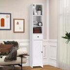 Tall Bathroom Storage Cabinet, Narrow Slim Freestanding Cabinet , Floor Storage Organizer for Small Spaces, Living Room, Kitchen, Entryway