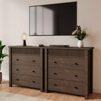 Dresser for Bedroom Nightstand, Wooden Chest of Drawers, Fluted End Table, Storage Organizer for Living Room, Hallway and Entryway