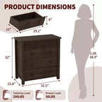 Dresser for Bedroom Nightstand, Wooden Chest of Drawers, Fluted End Table, Storage Organizer for Living Room, Hallway and Entryway