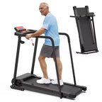 Whisen Walking Foldable Treadmill, Extended Handrails for Recovery Fitness Running Machine - Black & Orange