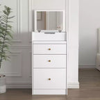 Makeup Vanity Desk with Mirror, Small Makeup Vanity Set with Storage Compartment, 2 Drawers & Hidden Stool, Modern Space-Saving Dressing Table
