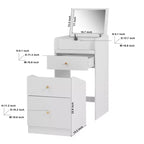 Makeup Vanity Desk with Mirror, Small Makeup Vanity Set with Storage Compartment, 2 Drawers & Hidden Stool, Modern Space-Saving Dressing Table
