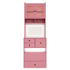 Compact Vanity, Make Up Vanity Desk with Mirror and Lights, White Vanity Table Set with Charger Station,Girls Small Vanity and Storage Chair