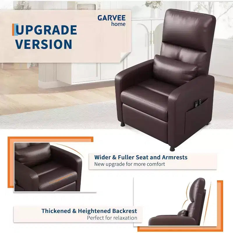 Acekool Power Recliner Chair, Adjustable Electric PU Leather Recliner with USB Port, Side Pockets, Ergonomic Single Sofa for Living Room, Home Theater