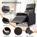 Acekool Power Recliner Chair, Adjustable Electric PU Leather Recliner with USB Port, Side Pockets, Ergonomic Single Sofa for Living Room, Home Theater