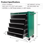 5 Drawer Rolling Tool Chest with Wheels, Steel Portable Tool Storage Cabinet for Garage Workshop Warehouse