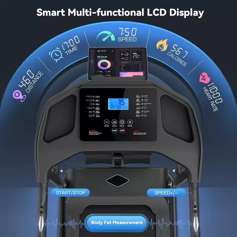 HOMDOX 2026 Upgrade 3.5HP Foldable Treadmill w/Sit Up Bench|Incline/350lbs Capacity|Smart LCD-Display Body Fat/Heart Rate MultiFUN_ Exercise Equipment