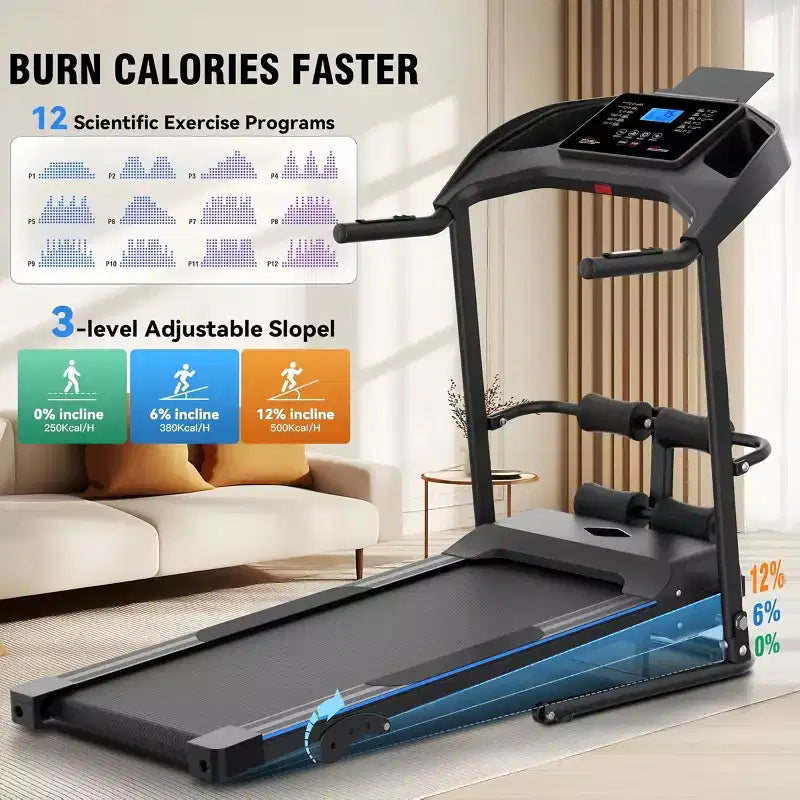 HOMDOX 2026 Upgrade 3.5HP Foldable Treadmill w/Sit Up Bench|Incline/350lbs Capacity|Smart LCD-Display Body Fat/Heart Rate MultiFUN_ Exercise Equipment