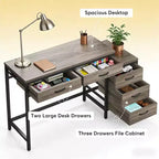 TUYOHW Modern Office Desk with Drawer Cabinet,Compact 2-Drawer Computer Desk and 3-Drawer File Cabinet,Writing Table for Home Office,Study