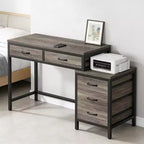 TUYOHW Modern Office Desk with Drawer Cabinet,Compact 2-Drawer Computer Desk and 3-Drawer File Cabinet,Writing Table for Home Office,Study