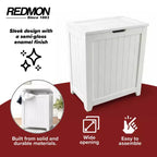 Redmon Contemporary Wooden Clothes Hamper for Bedroom and Laundry Room, White