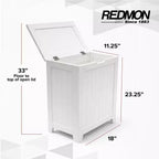 Redmon Contemporary Wooden Clothes Hamper for Bedroom and Laundry Room, White