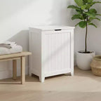 Redmon Contemporary Wooden Clothes Hamper for Bedroom and Laundry Room, White