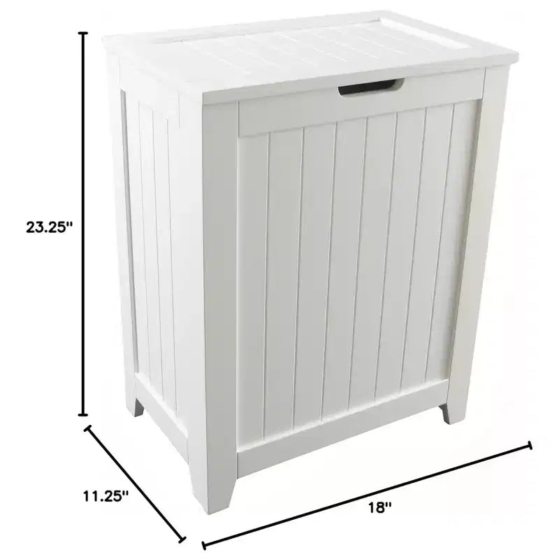 Redmon Contemporary Wooden Clothes Hamper for Bedroom and Laundry Room, White