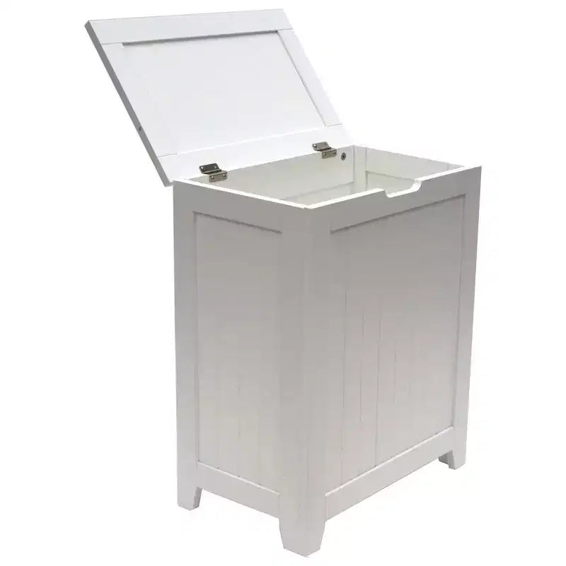Redmon Contemporary Wooden Clothes Hamper for Bedroom and Laundry Room, White