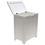 Redmon Contemporary Wooden Clothes Hamper for Bedroom and Laundry Room, White